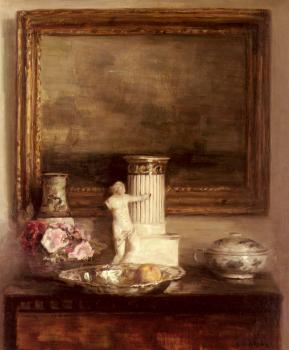 卡爾 霍爾索 Still Life with Classical Column and Statue 卡爾 霍爾索 Still Life with Classical Column and Statue